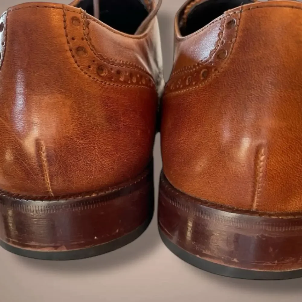 Men's 13M COLE HAN Tan Leather Modern Essentials Classic Wingtip Oxford, EUC